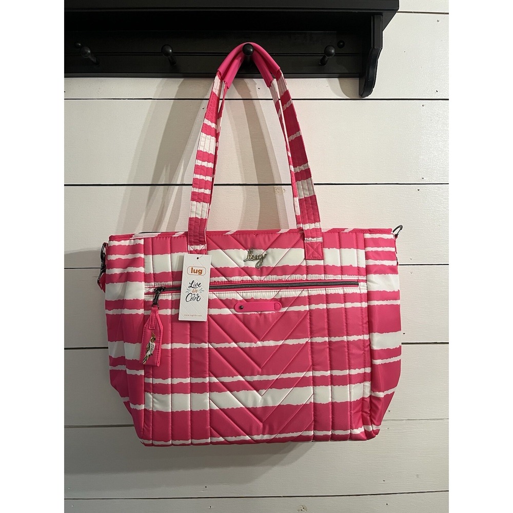 Lug Paddle Magenta Stripe Tote Bag Purse New With Tags